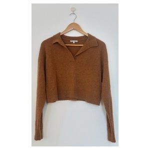 Super Soft Tan Camel Reformation Cropped Polo Cashmere Sweater Size XS